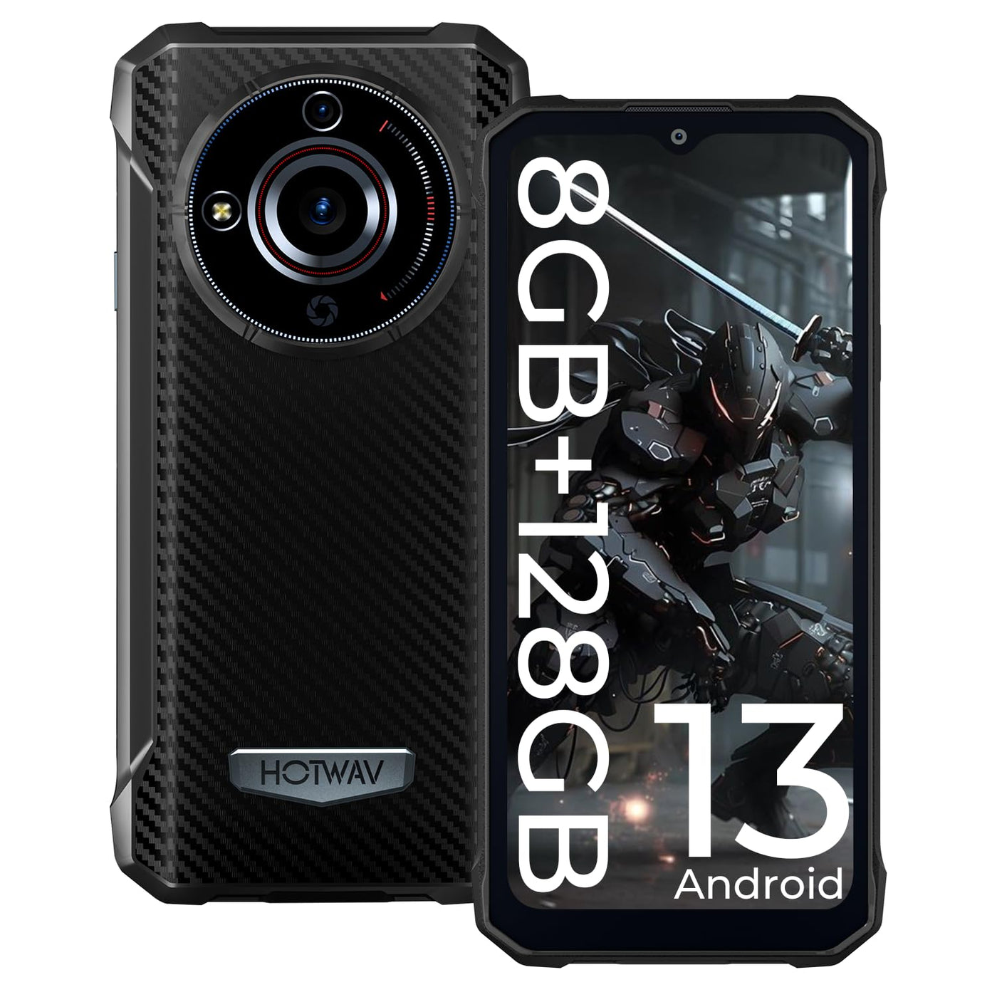 HOTWAV T7 Outdoor Smartphone, 6280mAh 8GB/128GB/1TB Erweiterbar 6.52" HD+ Display Outdoor Handy Ohne Vertrag Günstige, Android 13 21MP+8MP Kamera Dual SIM 4G LET Smartphone - Face ID/GPS/IP68/ IP69K