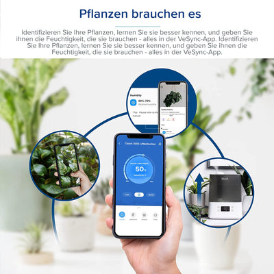 LEVOIT 6L Luftbefeuchter Top-Fill Humidifier Wlan 28dB mit APP & Alexa Steuerung, Auto & Schlafmodus, Ultra Leise 60H Ultraschall Raumluftbefeuchter mit Kinderzimmer Schlafzimmer bis 47m², Grau