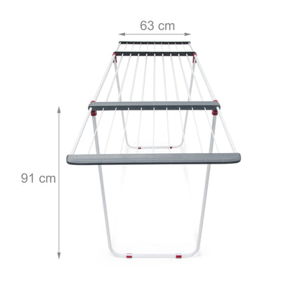 Relaxdays Trockenständer, ausziehbar, Eisen, Trockenlänge 18 m, Wäscheständer, HxBxT: ca. 91 x 199 x 63 cm, weiß
