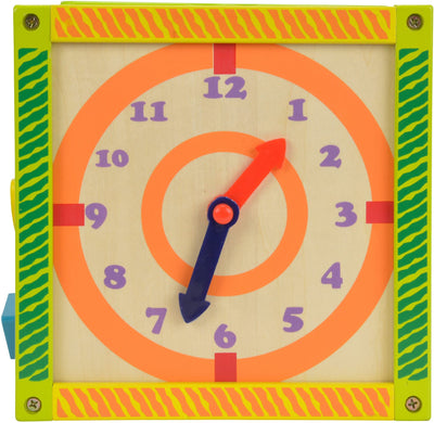 Eichhorn 100002235 buntes Spielcenter, Motorikwürfel mit Motorikschleife, Uhr, Motorikspiel, Drehspiel und 5 Steckbausteine, für Kinder ab 1 Jahr, Größe: 20x20x36 cm