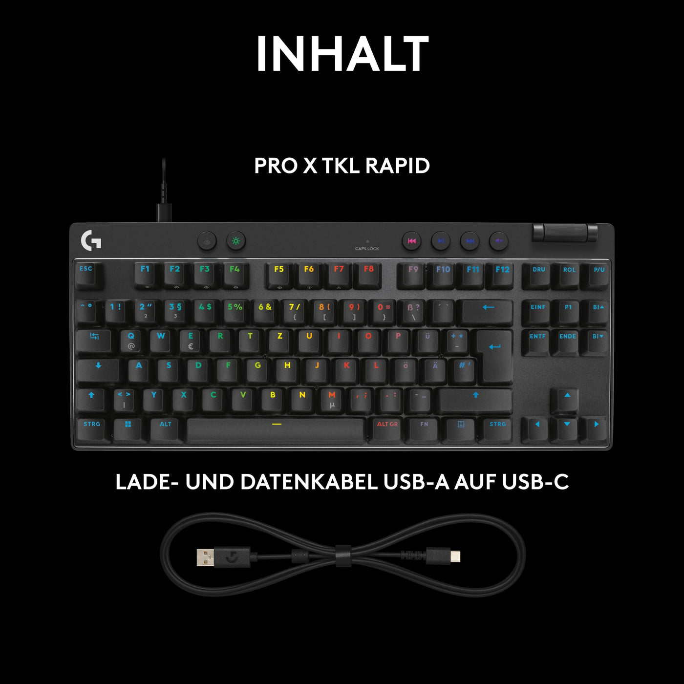 Logitech G PRO X TKL Rapid Tenkeyless kabelgebundene Gaming Tastatur mit magnetischen Analogschaltern, Rapid Trigger-Modus, einstellbarem Auslöser und anpassbarer RGB-Beleuchtung, QWERTZ DE - Schwarz