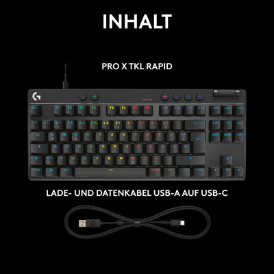 Logitech G PRO X TKL Rapid Tenkeyless kabelgebundene Gaming Tastatur mit magnetischen Analogschaltern, Rapid Trigger-Modus, einstellbarem Auslöser und anpassbarer RGB-Beleuchtung, QWERTZ DE - Schwarz