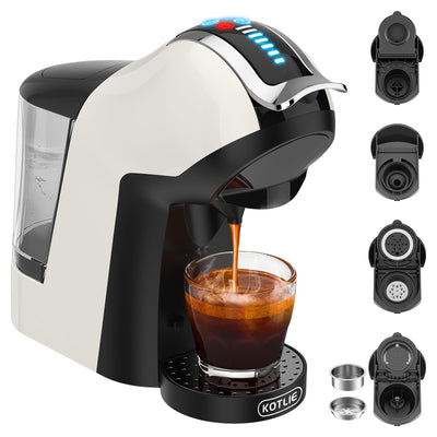 KOTLIE EM-308A 5 IN 1 COFFEE MACHINE 19 Bar 5in1 Multicapsule Espresso Kaffeemaschine für Nespresso/Dolce Gusto (weiß-u)