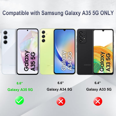Kiewhay Schutzfolie Kompatibel mit Samsung Galaxy A35 5G Displayschutzfolie 6,6'', 3x Schutzfolie + 2x Kamera Schutzfolie, [9H Härte] [Keine Blasen] 99,99% HD Glasfolie - 5 Stück