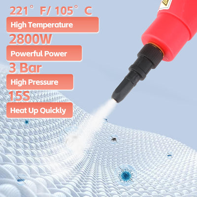 2800W Dampfreiniger mit Smart Touch Screen, Hochdruck-Dampfreiniger für die Reinigung, 1.1L Wassertank, Handdampfreiniger für Haus, Auto, Dusche, Küche, Badezimmer, Fugen und Fliesen