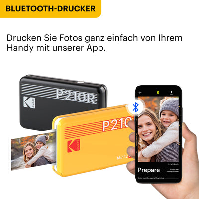 KODAK Mini 2 Retro Mobiler Fotodrucker für Smartphone, Mini Drucker mit Bluetooth, 54×86mm, 38 Blat Bundle, Gelb