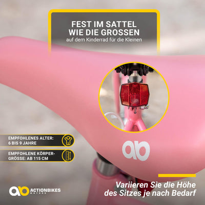 Actionbikes Kinderfahrrad Starlight | 20 Zoll - V-Brake Bremsen - Kinder Fahrrad für Mädchen - Von 6-9 Jahren - Kettenschutz - Stützräder - Kinderrad - Rosa (Starlight 20 Zoll)