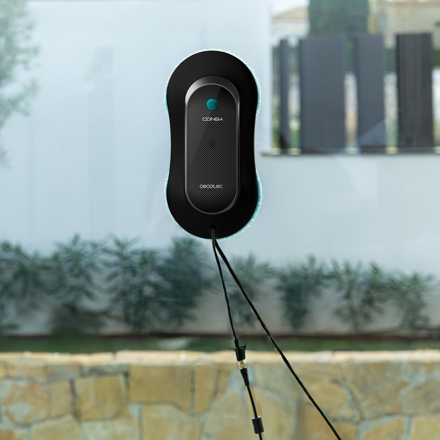 Cecotec Robot Fensterreiniger Conga Windroid 1090 Double Spray Connected 3in1; Sprüht, reinigt und trocknet, Doppelspray, APP, Fernbedienung, 8Modi, Aktionsradius 7,5m, Sicherheitskordel, Reinigungsse