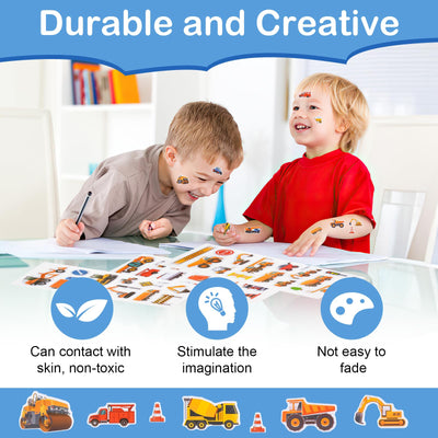 3D Aufkleber für Kinder & Kleinkinder, Auto Bagger Sticker 12 Blätter, Geschwollen Stickers für Jungen Mädchen Lehrer, Kindergeburtstag Gastgeschenke Party (17 * 7cm)