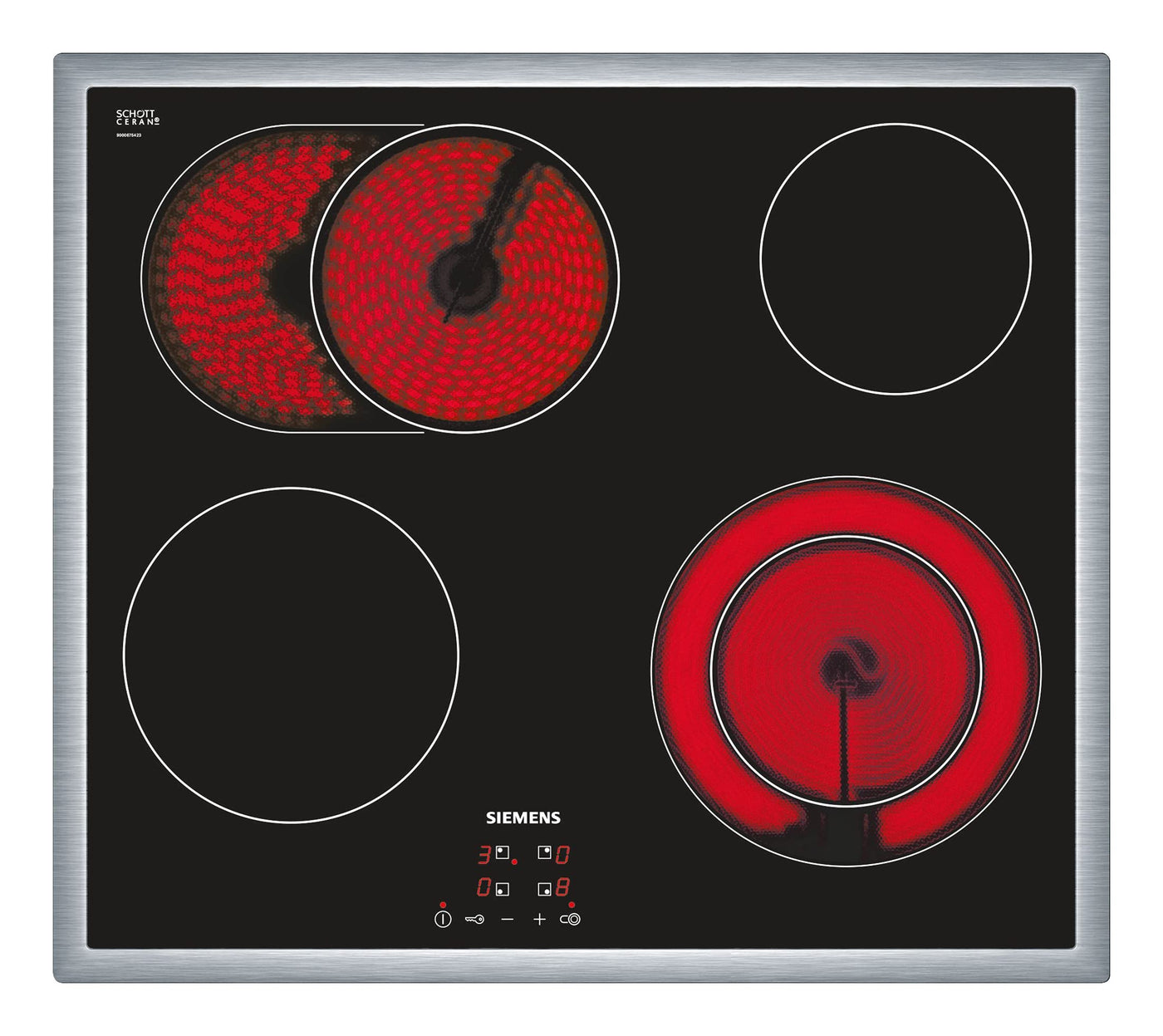 Siemens ET645HN17E Kochfeld Elektro, 58.3 cm, Flachrahmen-Design, Digitales Funktionsdisplay, schwarz