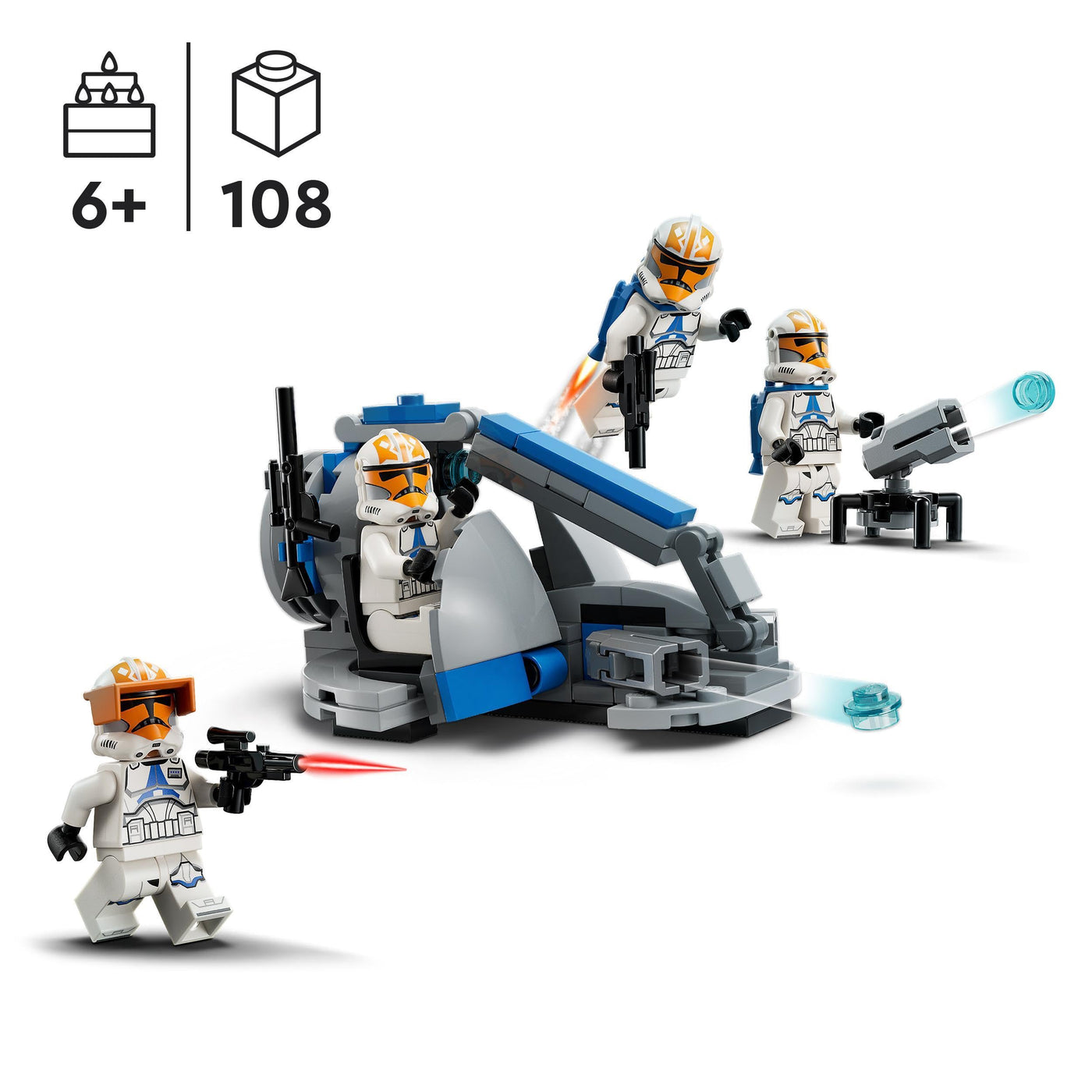 LEGO 75359 Star Wars Ahsokas Clone Trooper der 332. Kompanie – Battle Pack, The Clone Wars Spielzeug-Set mit Speeder-Fahrzeug inkl. Shootern und Minifiguren, kleine Geschenkidee für Kinder ab 6 Jahren