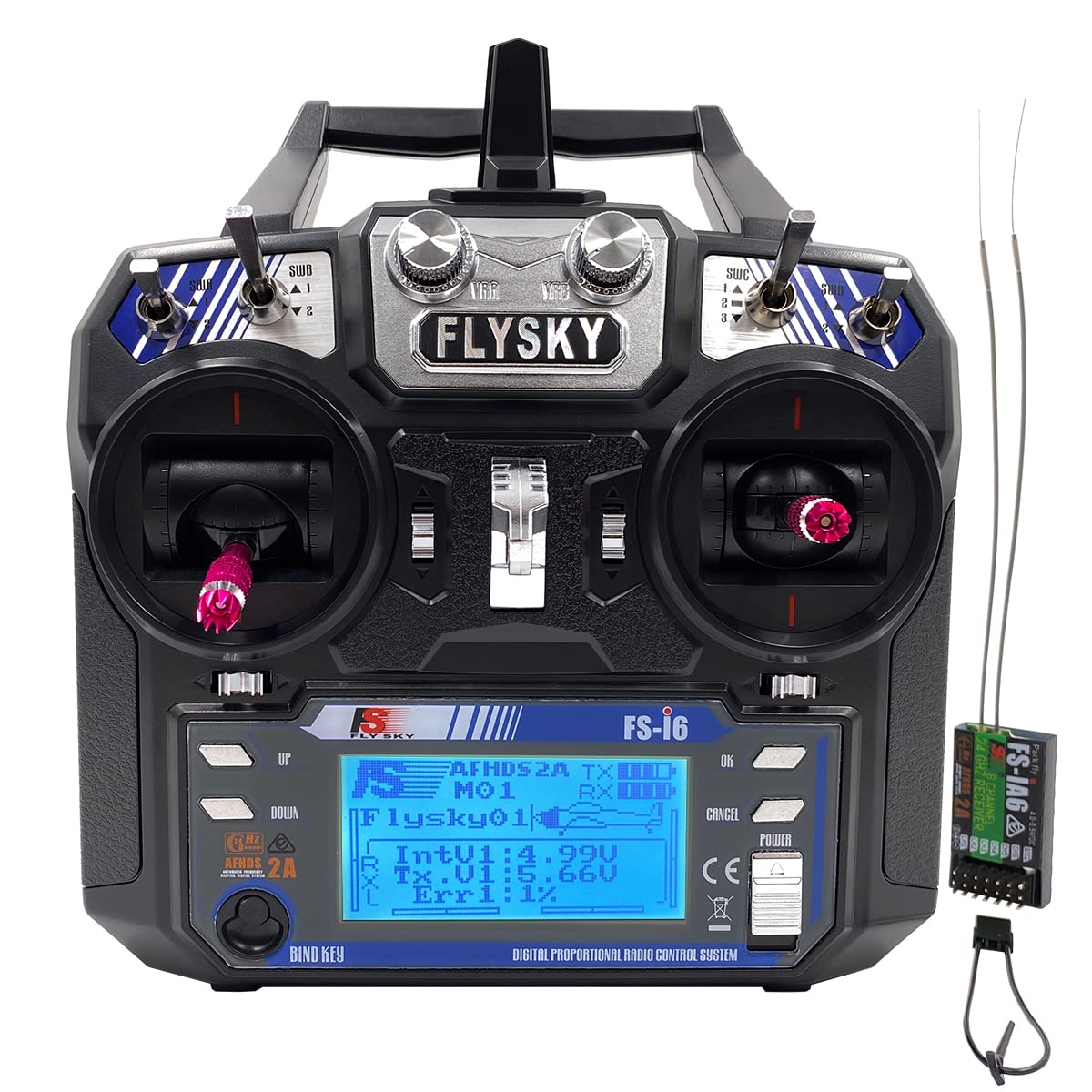 DTXMX Flysky FS-i6 2.4GHz 6 Kanal Sender rc fernsteuerung mit empfänger FS-iA6 Radio Control System für RC Quadkopter Festflügel Helikopter (Mode-2)