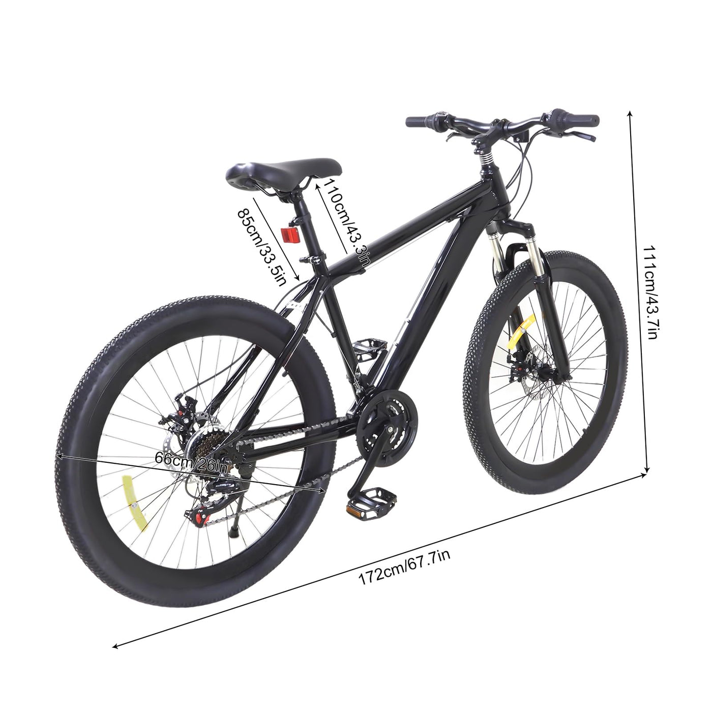 GMSLuu 26 Zoll 21 Gang MTB Mountain-Bike Fahrräder,Aluminium Jugendfahrrad Mountainbike Schwarz Fully MTB für Jungen Mädchen Damen & Herren