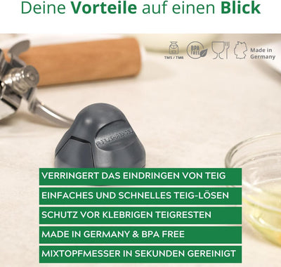 TeigPRO – passend für den Thermomix TM6, TM5, Teig Pro Messer Dreckschutz, schützt das Thermomix Messer, verringert das Eindringen von Teigresten&Schmutz. Blitzschnelles reinigen des Thermomix Messers