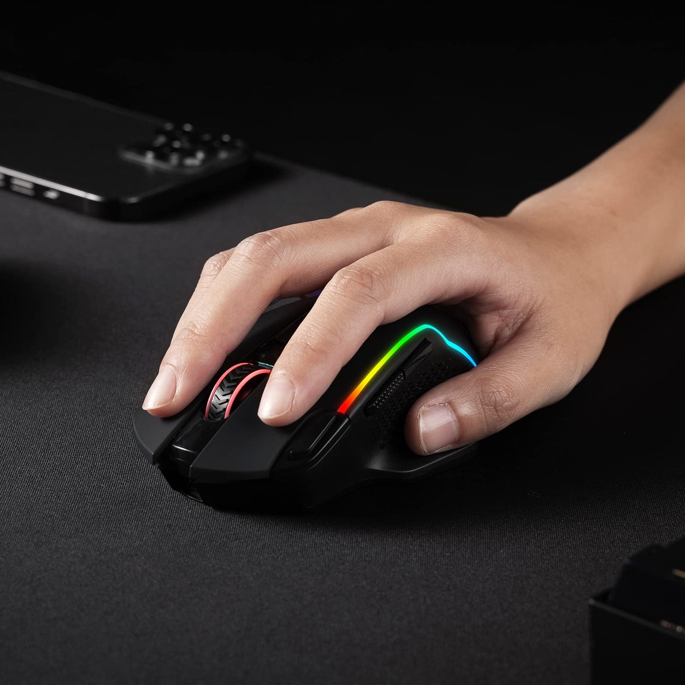 Redragon M810 Pro Kabellose Gaming-Maus, 10000 DPI Kabelgebundene/Kabellose Maus mit Schnellfeuertaste, 8 Makrotasten, 45 Stunden Dauerleistung und RGB-Hintergrundbeleuchtung für PC/Mac/Laptop