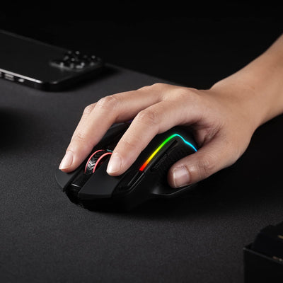 Redragon M810 Pro Kabellose Gaming-Maus, 10000 DPI Kabelgebundene/Kabellose Maus mit Schnellfeuertaste, 8 Makrotasten, 45 Stunden Dauerleistung und RGB-Hintergrundbeleuchtung für PC/Mac/Laptop