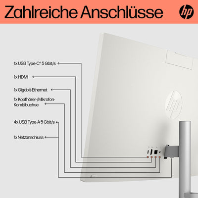 HP All-in-One PC | 23,8" FHD-Display | AMD Ryzen 7 7730U | 16 GB DDR4 RAM | 512 GB SSD | AMD Radeon -Grafikeinheit | Windows 11 Home | Weiß