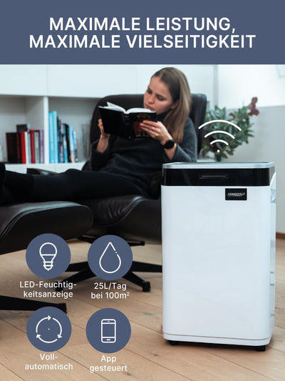 Comedes Demecto 30 eco WiFi – Luftentfeuchter Bautrockner (max. 25 Liter / 24h) Geeignet für alle Räume und Keller bis zu 100m² / 230m³, App-fähig