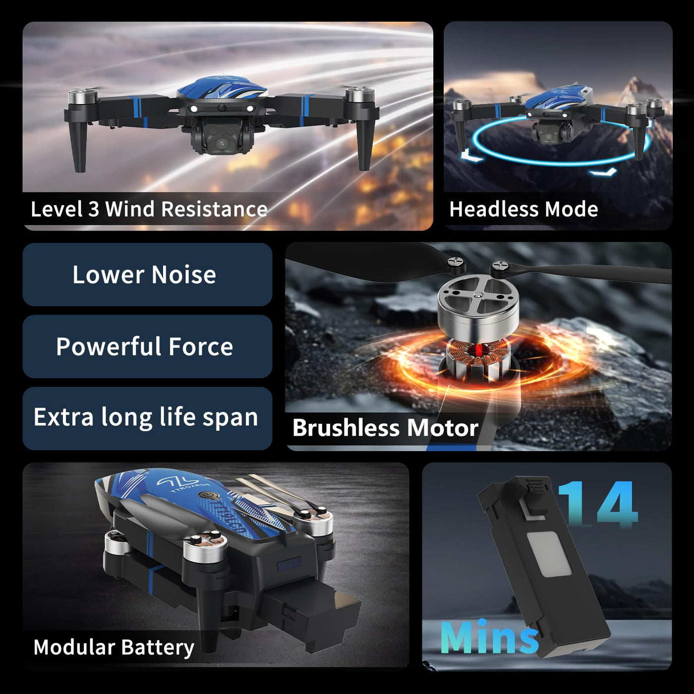 TTROARDS TT19LCD Drohne mit 4k Kamera, FPV Drohne mit 2.8in LCD Bildschirm, Brushless Motor 270°Hindernisvermeidung Optische Flusspositionierung, Mini Drone für Erwachsene Anfänger