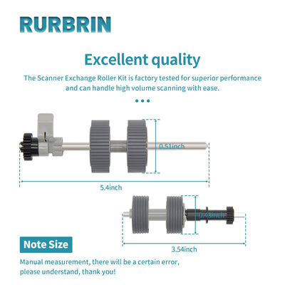RURBRIN PA03540-0001 PA03540-0002 Bremswalze Pick Roller mit Schaft Scanner Teil passend für Fujitsu Fi-6130