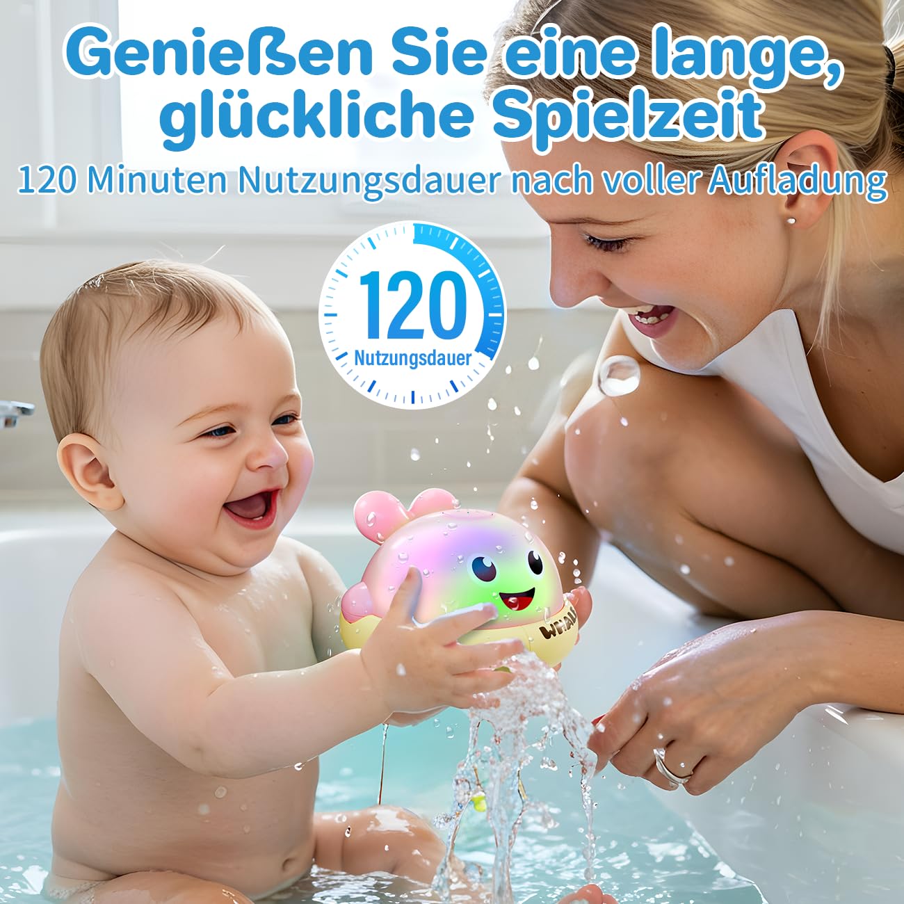 Badewannenspielzeug, Leuchtender spritzender Wal-Spielzeug, Badespielzeuge, ab 1 Jahr, Kleinkindspielzeug, Wasserspielzeug Baby