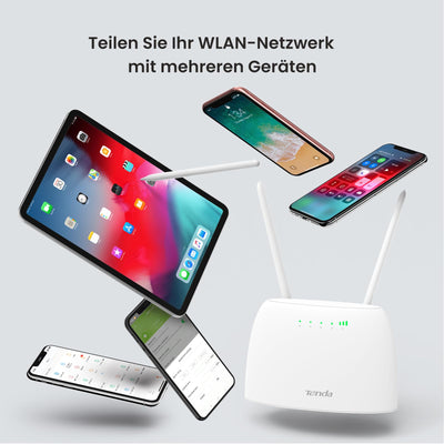 Tenda 4G07 4G LTE WLAN Router für SIM-Karten (CAT4, AC1200 Dualband 2,4GHz: 300Mbit/s + 5GHz: 867Mbit/s, 150 Mbit/s im Download) Plug & Play, LAN/WAN-Port, 2 Abnehmbare Antennen, MU-MIMO, Weiß