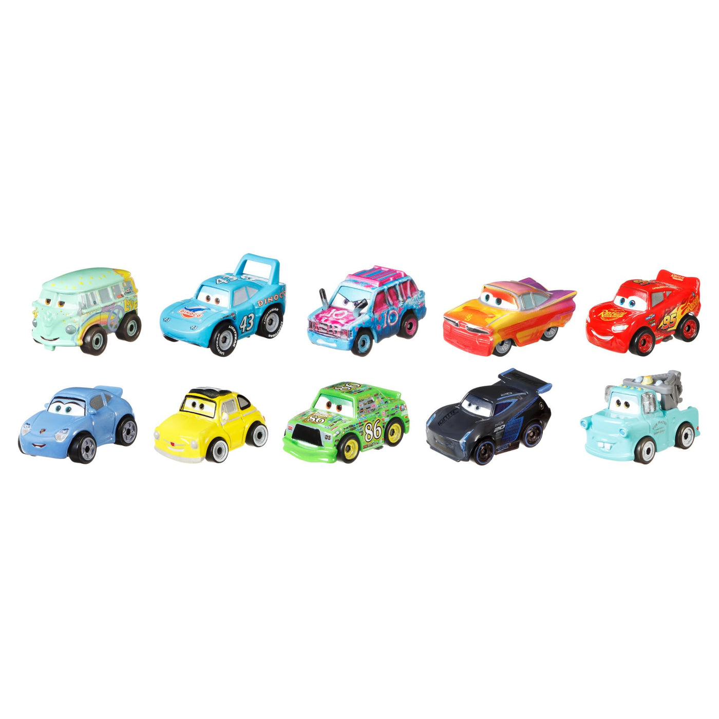 Mattel Disney und Pixar Cars Mini Racers 10er-Pack Sammlerfahrzeuge für Kinder und Sammler ab 3 Jahren, GRW27, [Mehrfarbig]