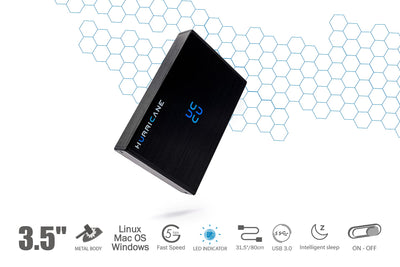 HURRICANE GD35612 Externe Festplatte 2TB 3,5" USB 3.0 Aluminium HDD mit Netzteil für PC, TV, Ps4, Ps5, Xbox Laptop kompatibel mit Windows mac Linux
