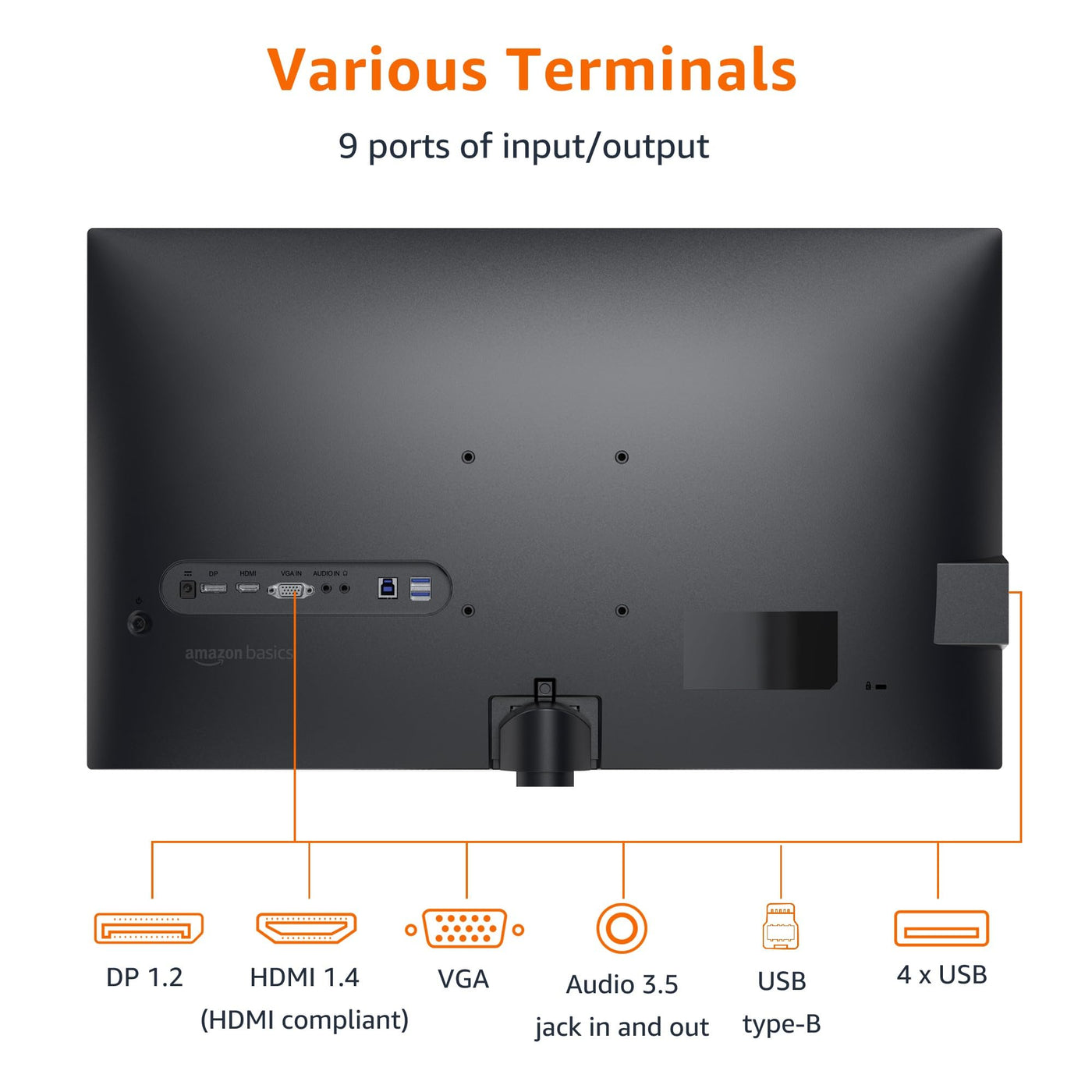Amazon Basics Monitor 27 Zoll (68.6 cm), FHD 1080p, max. 100 Hz, VESA-kompatibel, integrierte Lautsprecher, Schwarz