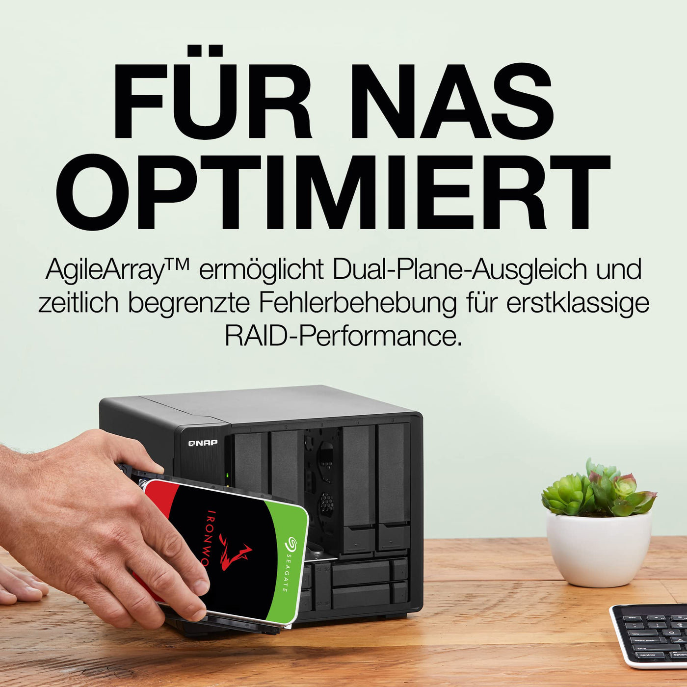 Seagate IronWolf 2 TB interne Festplatte NAS HDD, 3.5 Zoll, 5400 U/Min, CMR, 64 MB Cache, SATA 6 GB/s, silber, FFP, inkl. 3 Jahre Rescue Service, Modellnr.: ST2000VNZ03