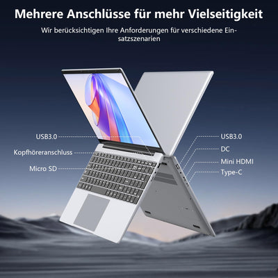 Gezoon 15.6 Zoll Laptop Computer | 15.6 Zoll FHD Display | 4C4T N100 Prozessor 3.4GHz | 16GB DDR4 RAM | 1TB SSD | UHD Graphics | Win 11 Pro | Duales WLAN | Bluetooth 5 | 2 x USB 3.0 | 6500 mAh