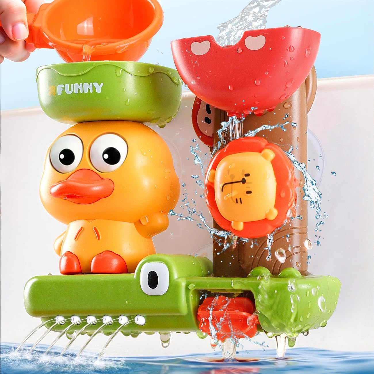 Badespielzeug Baby ab 1 Jahr, Badewannenspielzeug für Kinder 1 2 3 4 Jahre, Kinderspielzeug Babyspielzeug Badewanne Spielzeug, Wasserspielzeug Geschenk Mädchen Junge ab 18 Monate