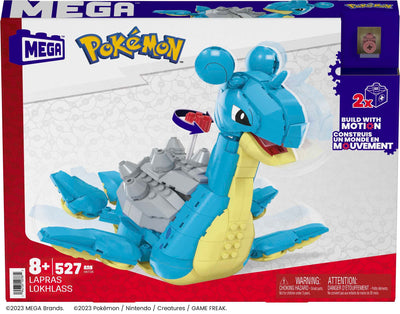 MEGA POKÉMON Lapras - Das gepanzerte Transport-Pokémon (18 cm) im 527-teiliges Bauset mit Kurbelmechanismus in der lizenzierten Sammleredition, HKT26