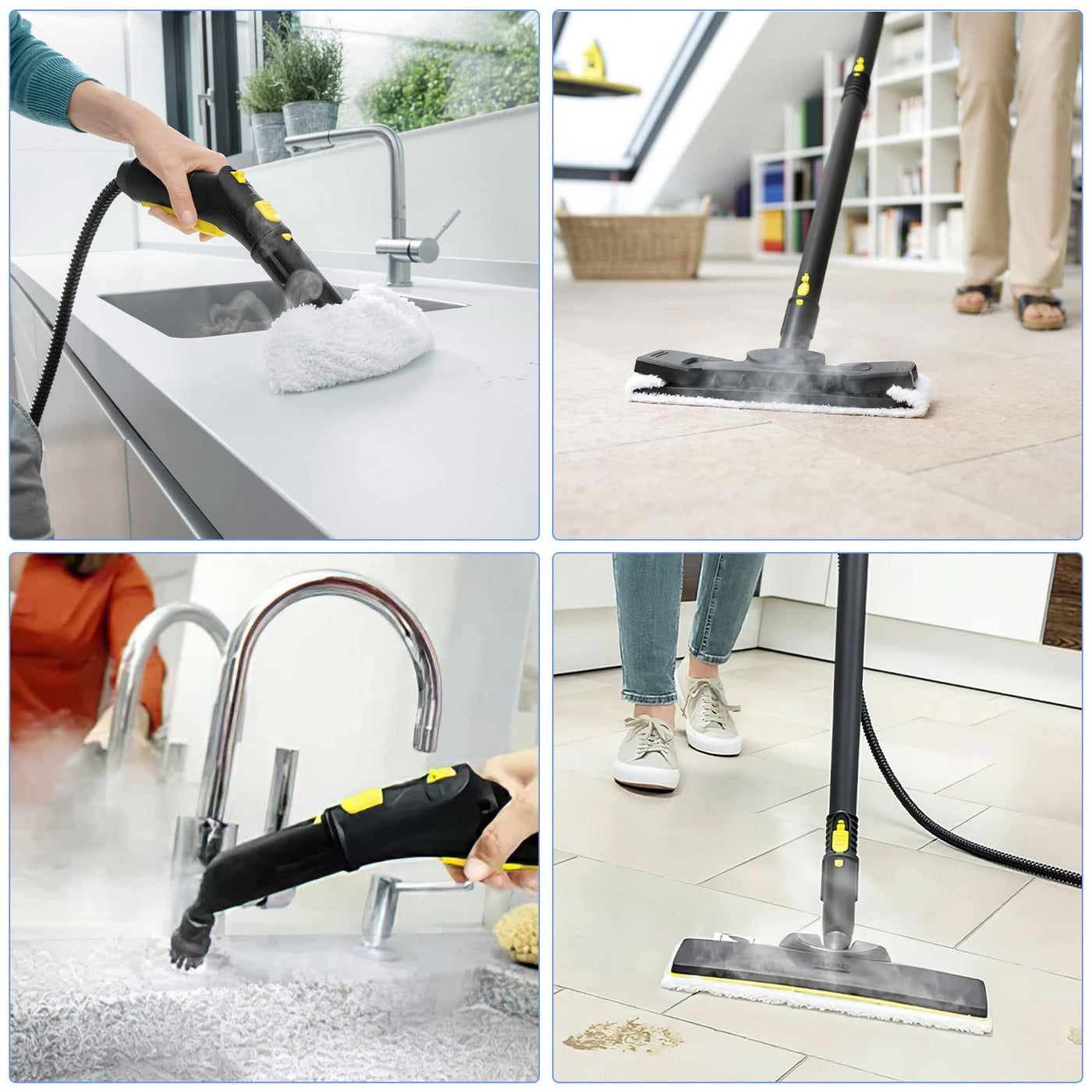 12 Stück Mikrofaser-Tuchset, Zubehör Kompatibel für Kärcher Dampfreiniger Easyfix SC2 SC3 SC4 SC5, 3 Mikrofaser-Überzugsset + 2 Schleiflappen + 3 Handdüse Microfiber Cloth + 4 Rundbürsten