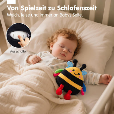hahaland Baby Spielzeug 6 7 8 9 10 12 Monate,Biene Kuscheltier, Musikalische Spielzeuge ab 1 2 Jahr Mädchen Jungen,Krabbelspielzeug Tummy Time Toy, Neugeborenes Geschenk