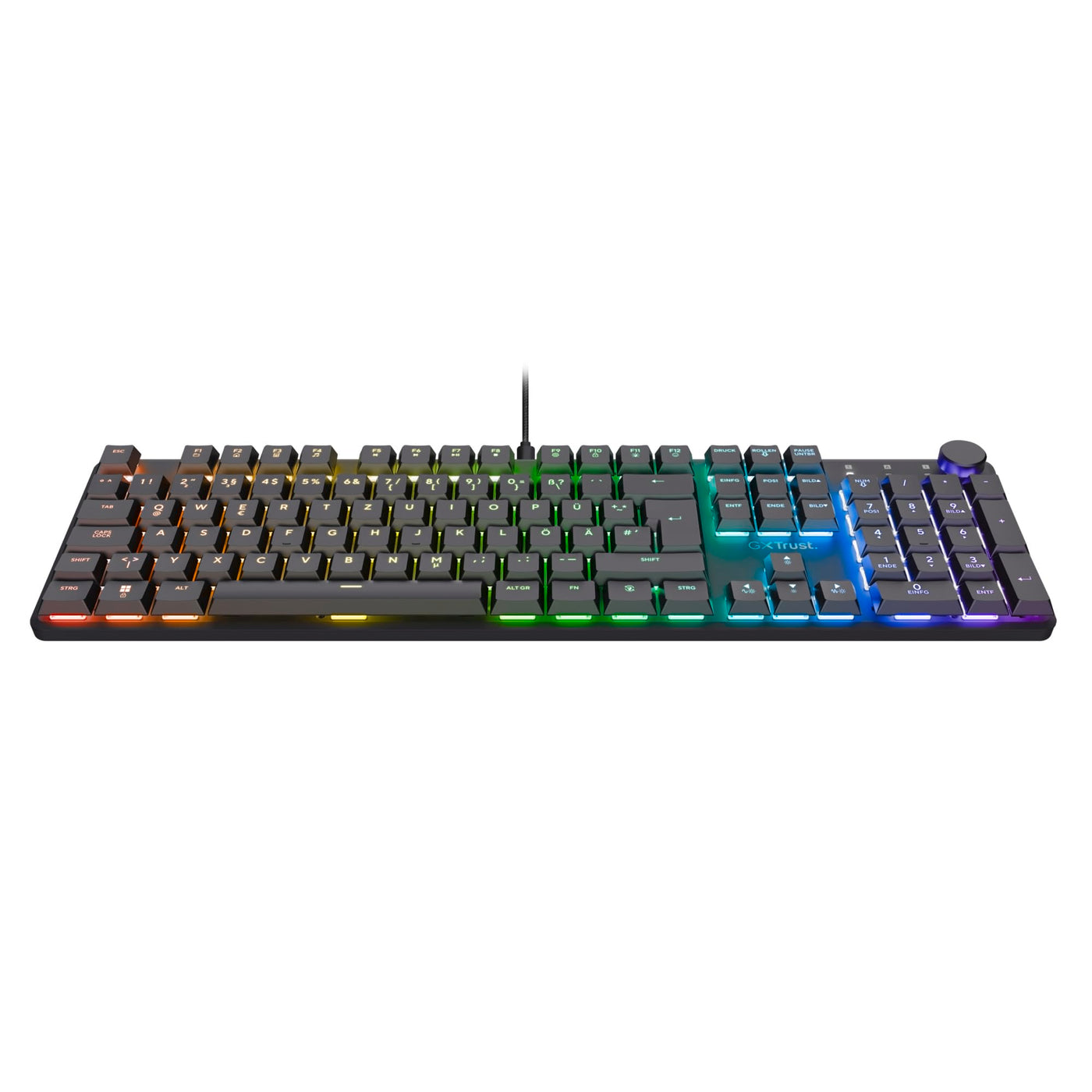 Trust Gaming GXT 866 Torix Mechanische Tastatur Deutsches QWERTZ Layout, Huano-Switches, Flache Tasten, RGB Beleuchtung, Anti-Ghosting N-Key Rollover USB Programmierbare Gaming Tastatur PC Laptop