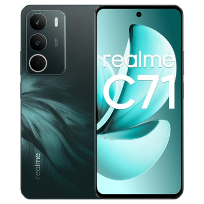 realme C71 Smartphone 6 + 128 GB, 5G Handy, 50 MP Kamera, 6,67 Zoll bis 120 Hz, großer Akku mit 6000 mAh, stoßfest, Militärqualität, NFC, Waldeule, ohne Adapter