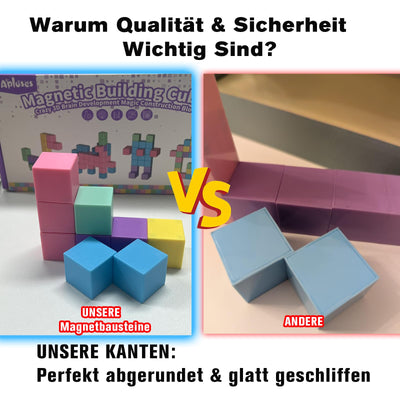 Apluses Magnetische Bausteine – Kinderspielzeug, magnetisches Bauspielzeug, Puzzlebaustein, Magnetisches Konstruktionsspielzeug für Kinder, geeignet für Jungen und Mädchen ab 3 Jahren