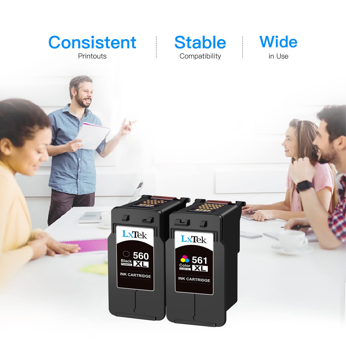 LxTek PGI-560XL CLI-561XL Multipack Tintenpatrone als Ersatz für Canon Druckerpatronen 560 561 für Pixma TS5350 TS5351 TS5352 TS5353 TS7450 TS7451 (Schwarz, Farbe, 2er-Pack)