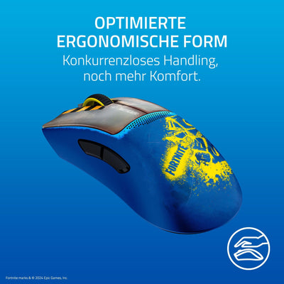 Razer DeathAdder V3 Pro - Fortnite Edition Kabellose Esports Gaming-Maus - Focus Pro 30K DPI optischer Sensor (63g leicht, ergonomische Form, Mausschalter Gen-3, HyperSpeed Wireless) Fortnite