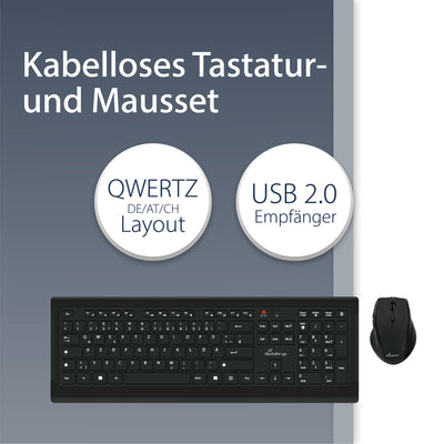 MediaRange Funk-Tastatur und optische 5 Tasten Funk-Maus Set, QWERTZ, schwarz