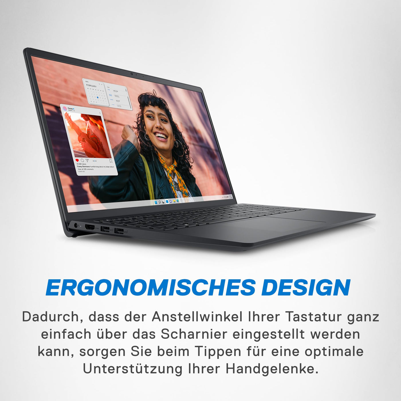 Dell Inspiron 15 3530 Laptop 15.6 Inch FHD (1920 x 1080) Display, Intel Core i3-1305U, 8 GB RAM, 256 GB SSD, Intel UHD Graphics, Fingerprint Reader, German Backlit Keyboard, Windows 11 Home, Black