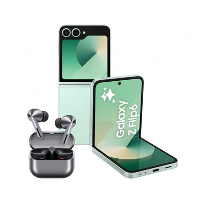 Samsung Galaxy Z Flip6 AI-Smartphone, Simlockfreies Handy ohne Vertrag, 256 GB Speicher, Mint + Buds3 Pro Kabellose Bluetooth-Kopfhörer, Active Noise Cancelling (ANC)