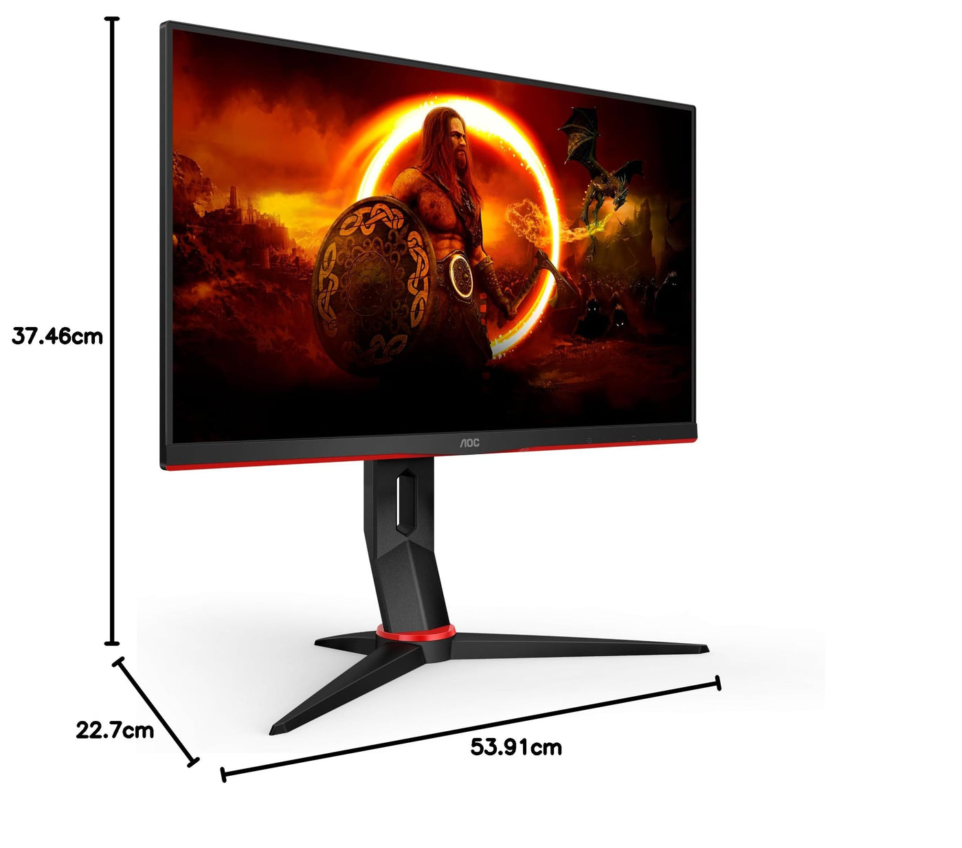 AOC Gaming Q24G2A - 24 Zoll QHD Monitor, 165 Hz, 1 ms MPRT, FreeSync Premium, G-Sync comp, (2560x1440, HDMI, DisplayPort) schwarz/rot