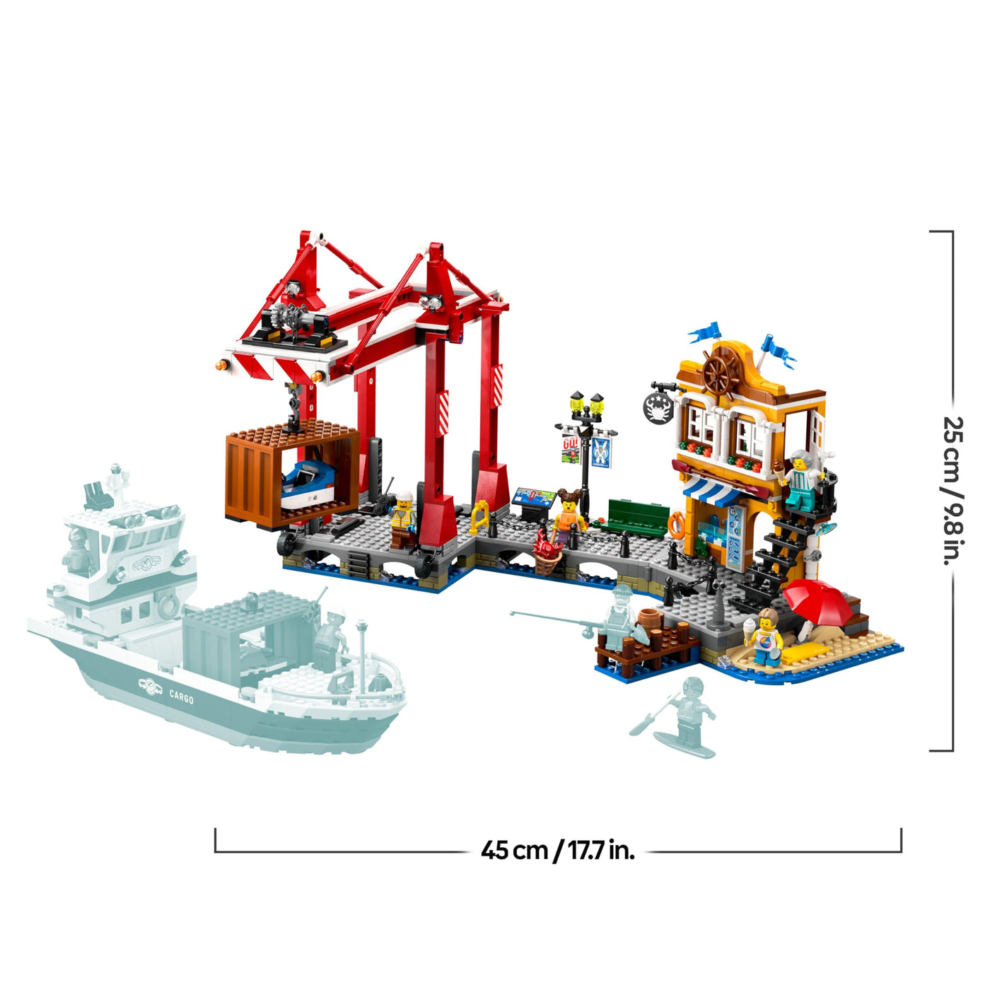 LEGO City Hafen mit Frachtschiff, Bauspielzeug für Jungen und Mädchen ab 8 Jahren, Geschenkidee für Kinder, Containerkran, Schiff-Spielzeug und 8 Minifiguren 60422