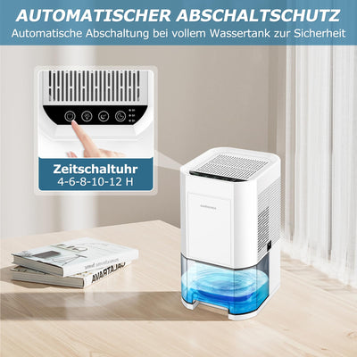Luftentfeuchter elektrisch,1200ml Raumentfeuchter für zuhause,klein dehumidifier Automatisches Abtauen für Keller Badezimmer,7 Farben Licht Entfeuchter mit Timer -Gegen Feuchtigkeit,Nacht modi