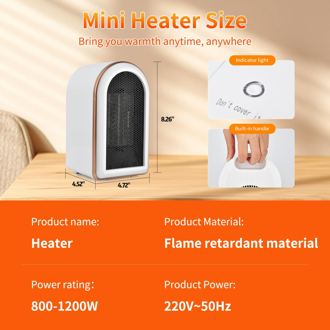 Heizlüfter - 1200W Keramik Heizlüfter Leise - Mini Heizungslüfter - Elektroheizung Heizung Heizgeräte mit Zwei Leistungsstufen Kleine Elektroheizung für Betrieb im Büro, Wohnzimmer, Schlafzimmer