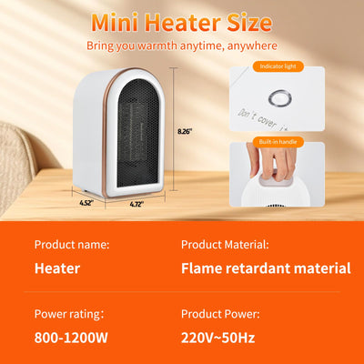 Heizlüfter - 1200W Keramik Heizlüfter Leise - Mini Heizungslüfter - Elektroheizung Heizung Heizgeräte mit Zwei Leistungsstufen Kleine Elektroheizung für Betrieb im Büro, Wohnzimmer, Schlafzimmer