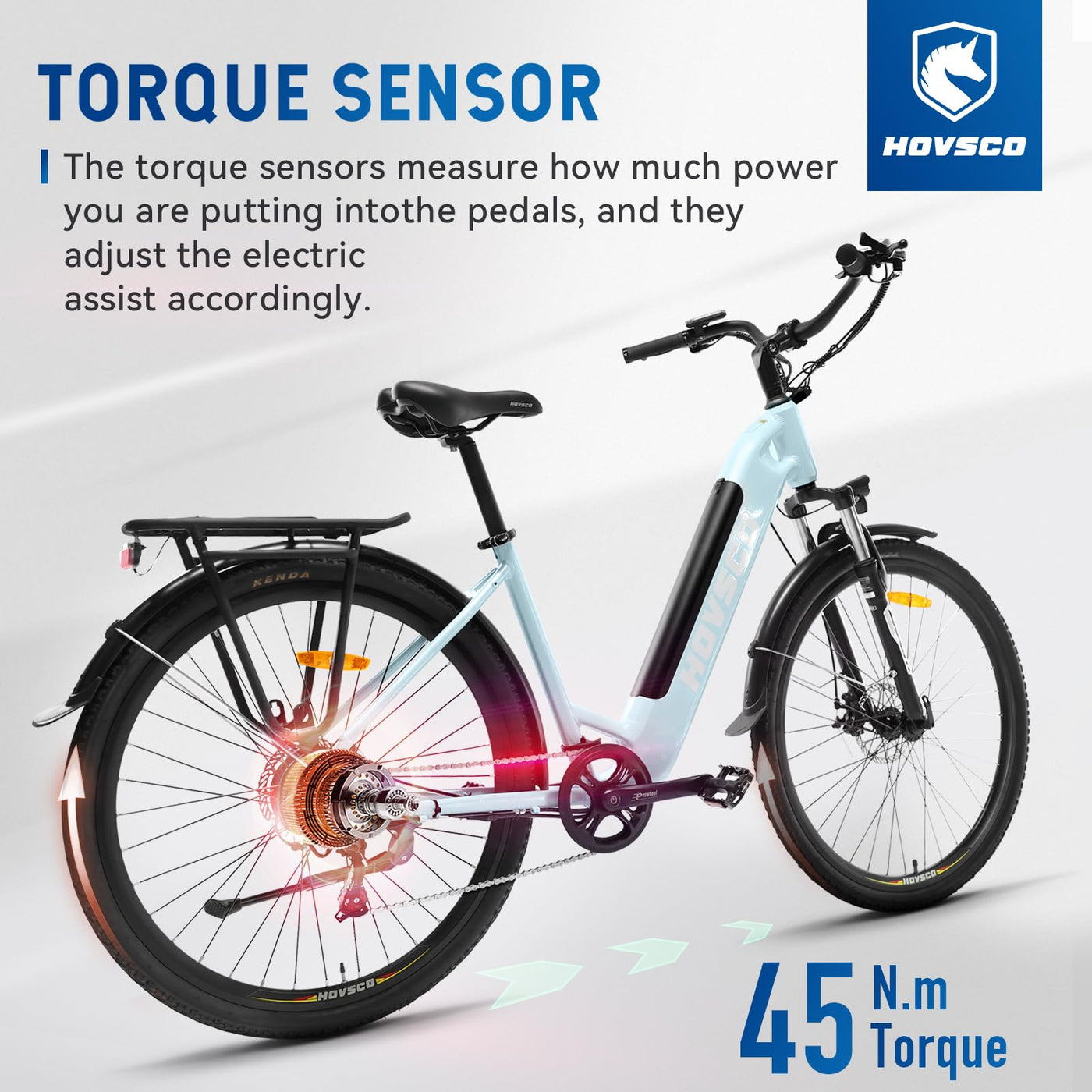 HOVSCO E-Bike, 27.5" 28" E-Mountain Bike, City Bike, 250W Bafang Motor, 36V 12.5Ah Abnehmbarer Akku, 7-Gang, Shimano Schaltung, Doppelscheibenbremse, Elektrofahrrad für Damen Herren