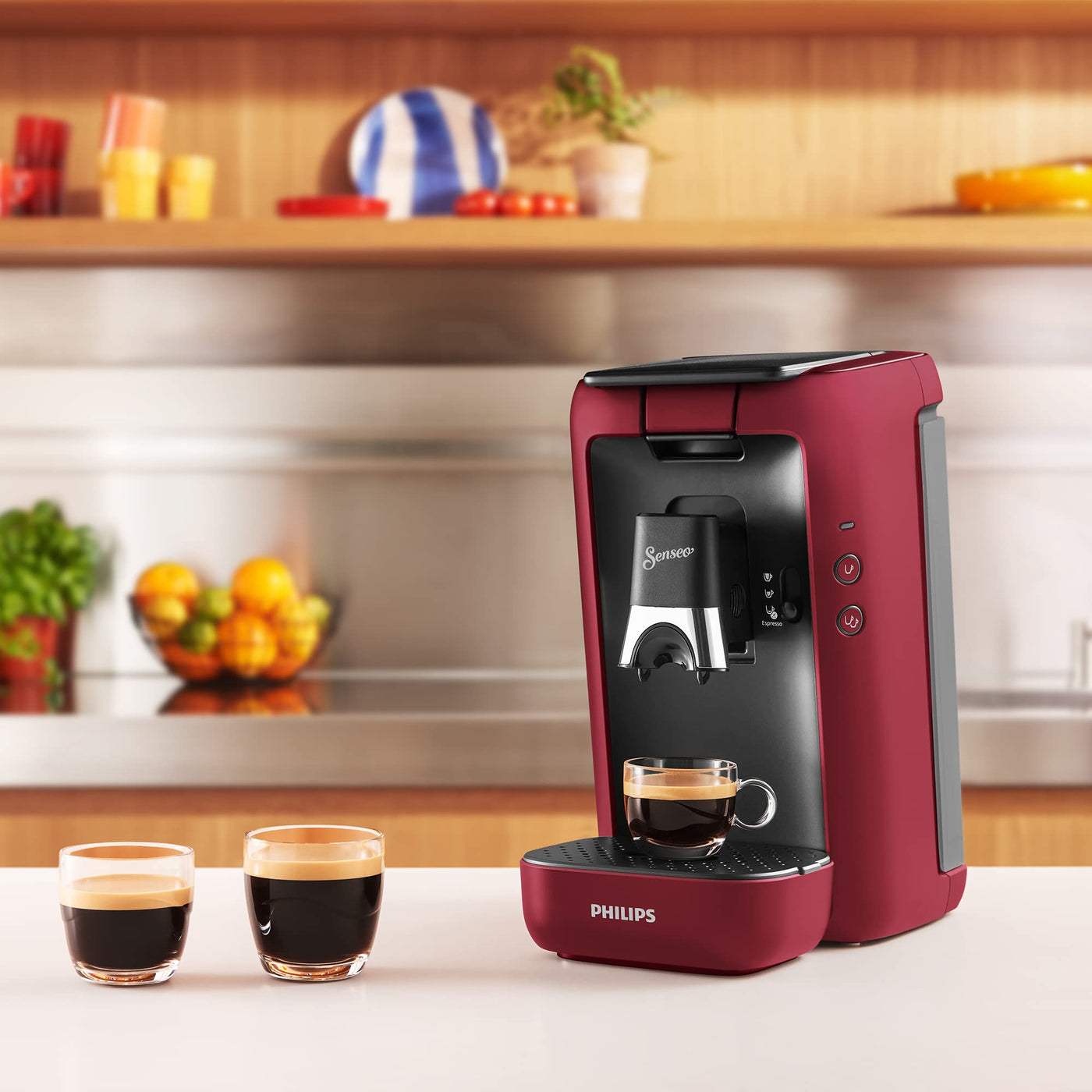 Philips Domestic Appliances CSA260/91 Senseo Maestro Kaffeemaschine Kaffeepads mit 1,2 Liter Wassertank, Auswahl der Intensität und Memo-Funktion, Produkt grün, Farbe: rot